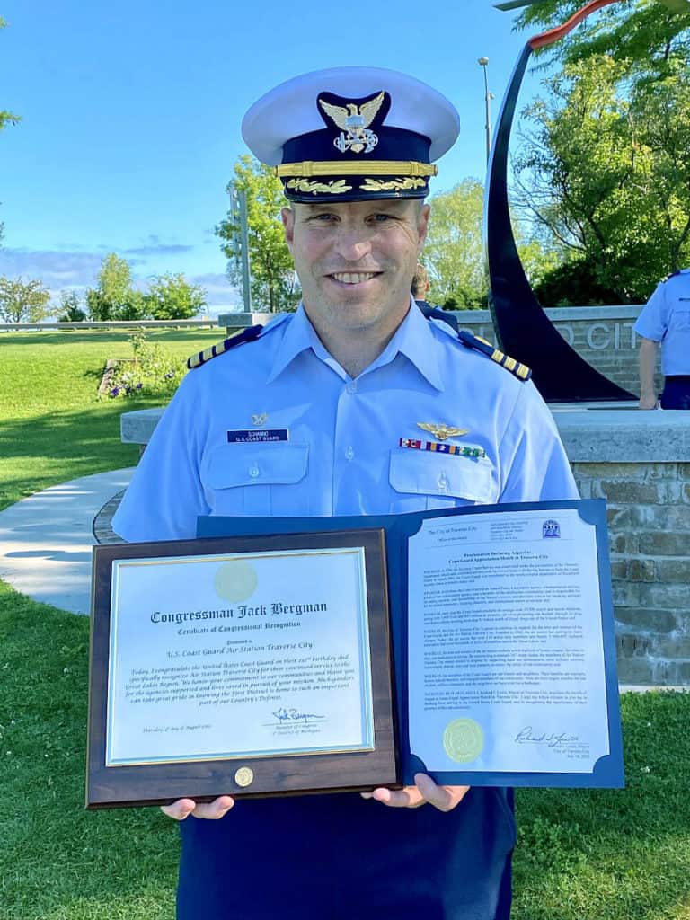 Air Station Traverse City Commanding Officer CDR Andy Schanno